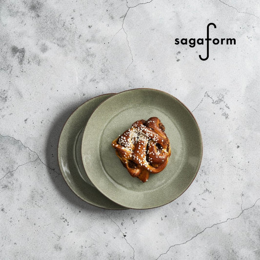 復古釉彩餐盤2入組-亞麻綠