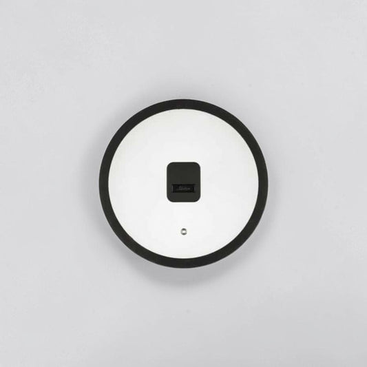 aelgmark 24cm glass pot lid with black silicone rim and steam vent, clear view for cooking