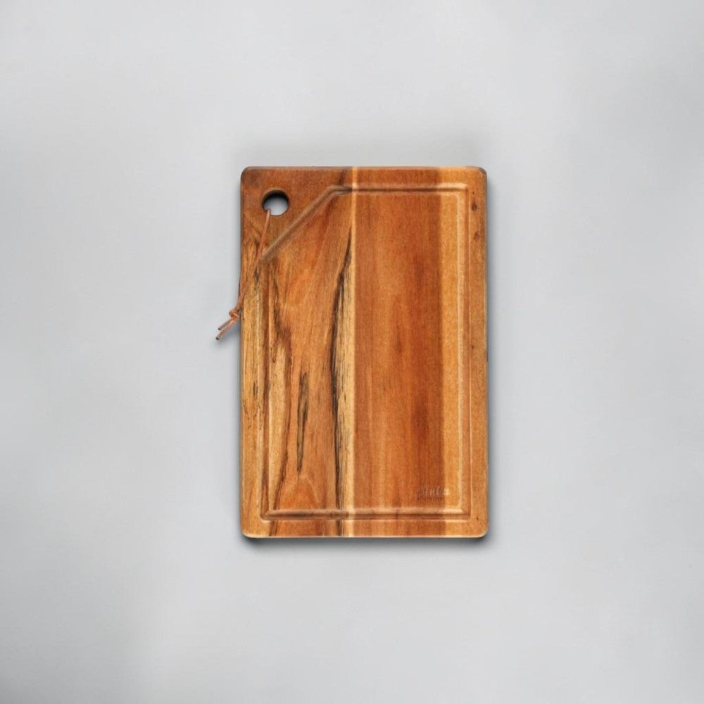 Aelgmark acacia wood cutting board, 30x20cm, with juice groove and hanging hole.
