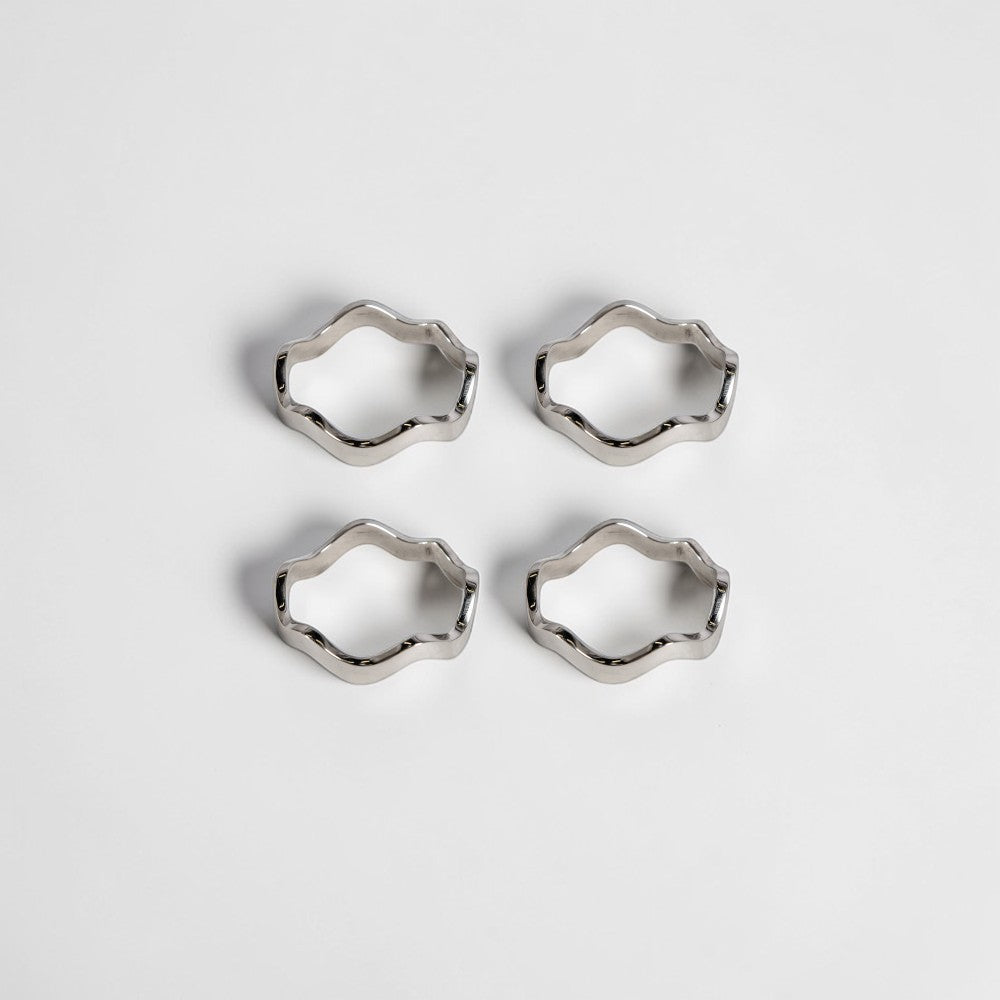 aelgmark Anna silver plated brass napkin rings set of 4, wave design