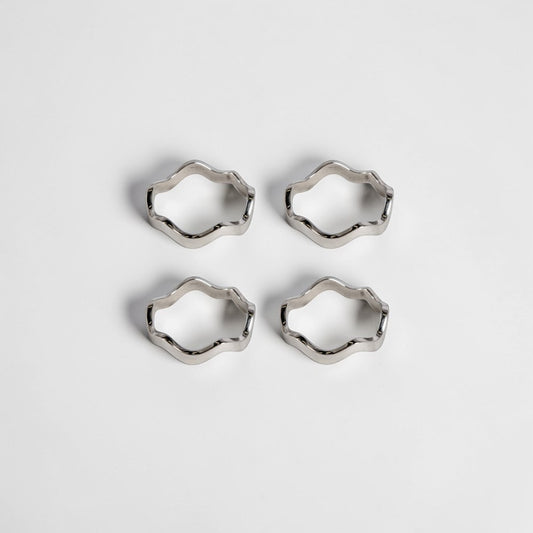 aelgmark Anna silver plated brass napkin rings set of 4, wave design
