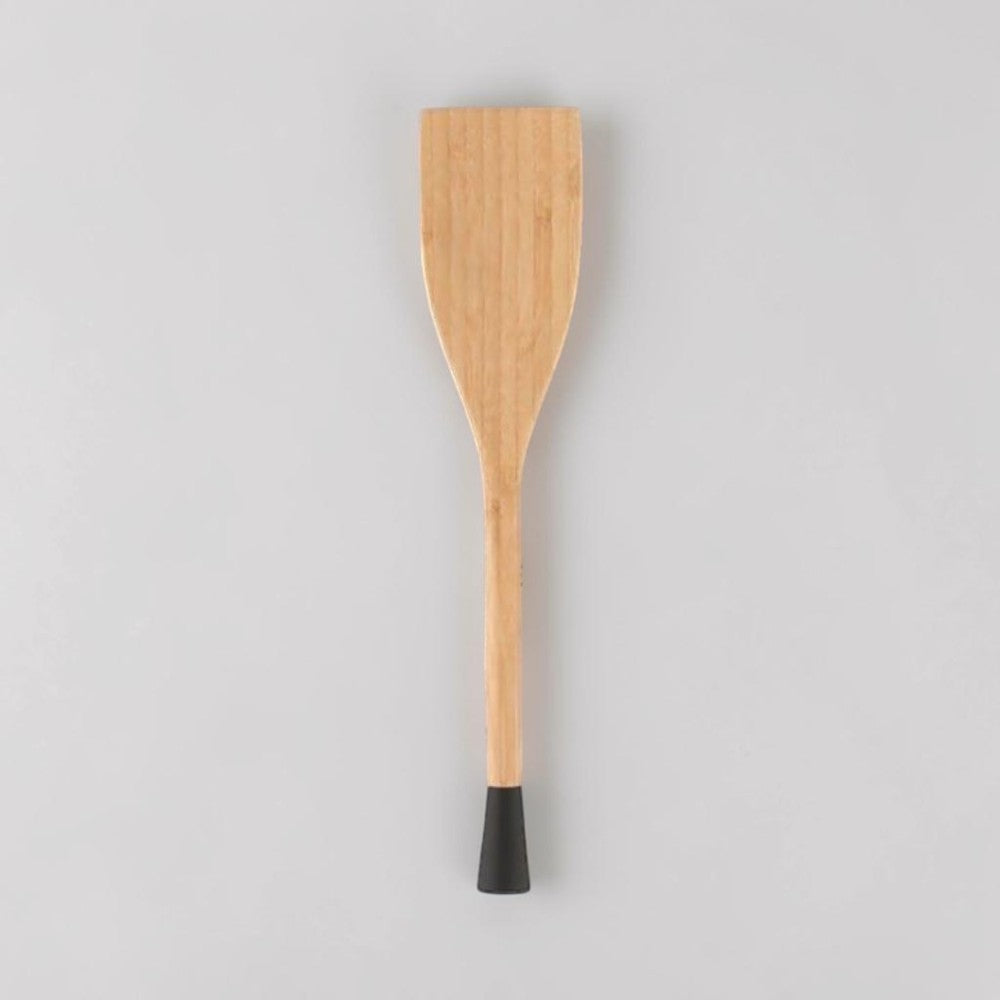Aelgmark bamboo spatula with black handle tip, ideal for non-stick pans and baking.
