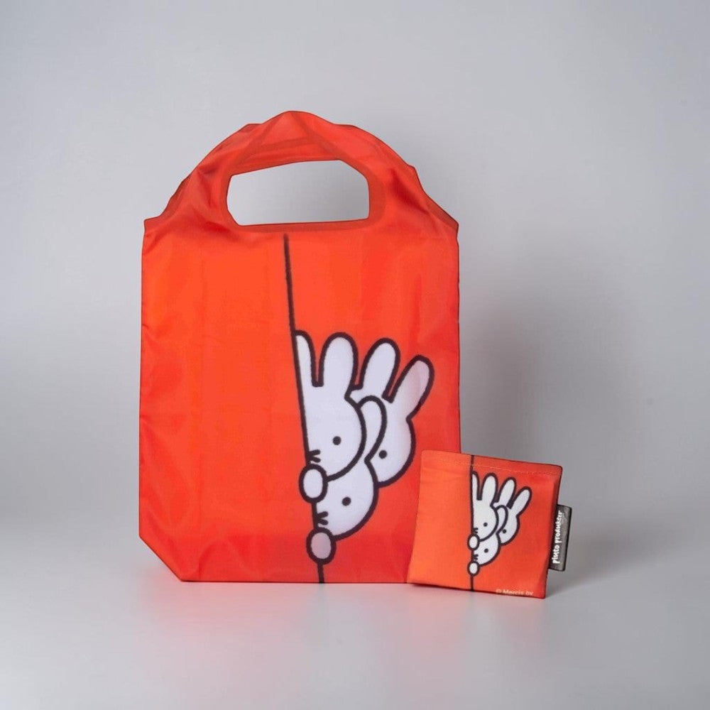 aelgmark 北歐生活選物 Miffy 米菲兔橘紅色再生聚酯纖維可折疊環保購物袋，附有同款收納小袋