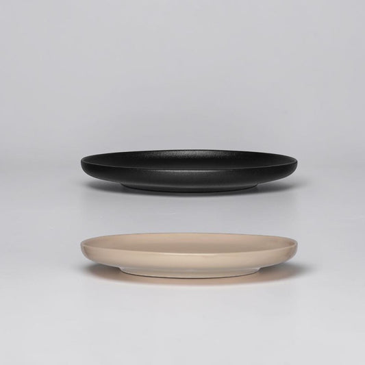 aelgmark black matte and beige glossy ceramic dinner plates, 26cm diameter, set of 2