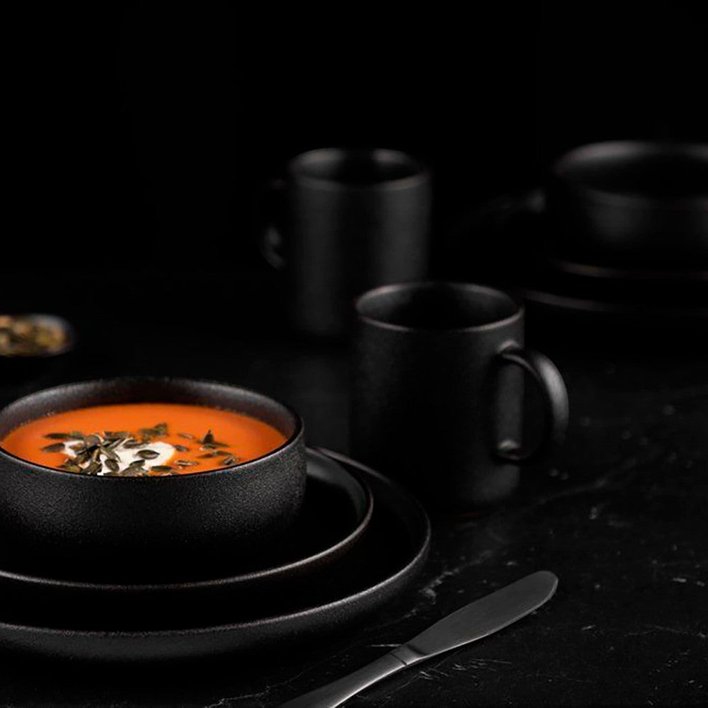 aelgmark black matte ceramic mug, 330ml, cast iron style, perfect for coffee or tea.