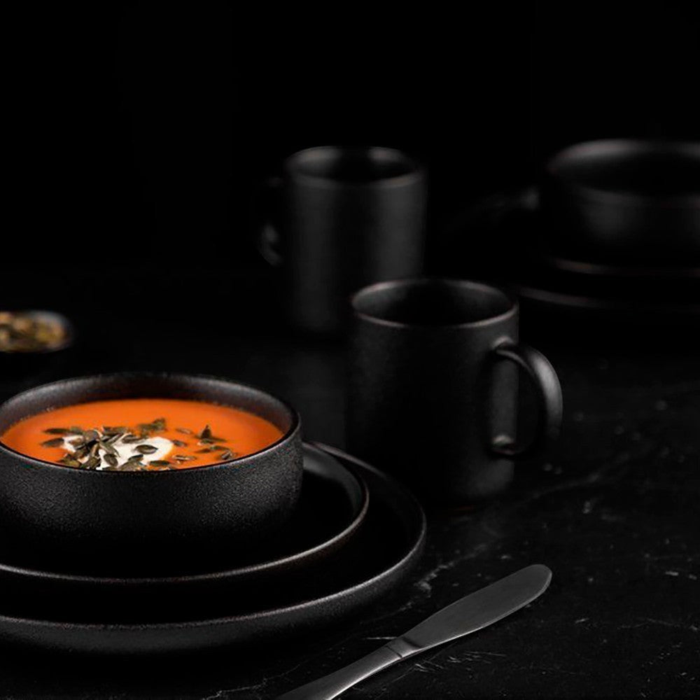 aelgmark black matte ceramic mug, 330ml, cast iron style, perfect for coffee or tea.