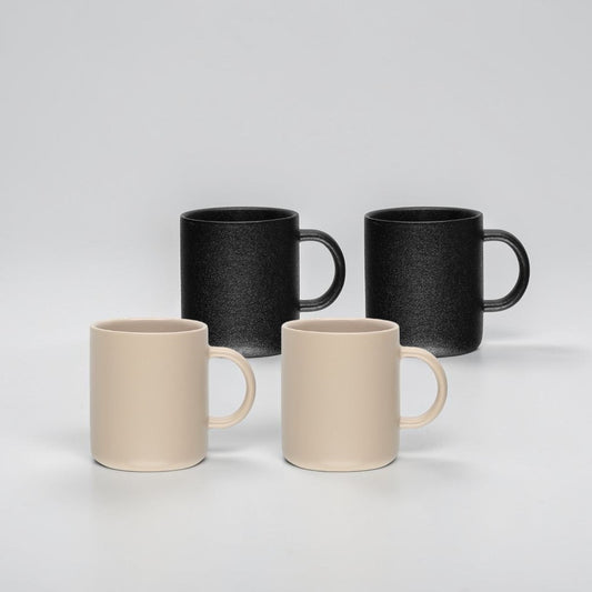 aelgmark black matte ceramic mugs, 330ml, set of 2, cast iron style finish.