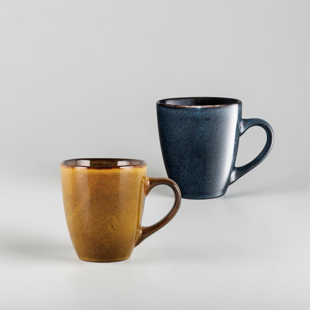 aelgmark blue-grey stoneware mug with reactive glaze, 380ml capacity, perfect for coffee or tea.