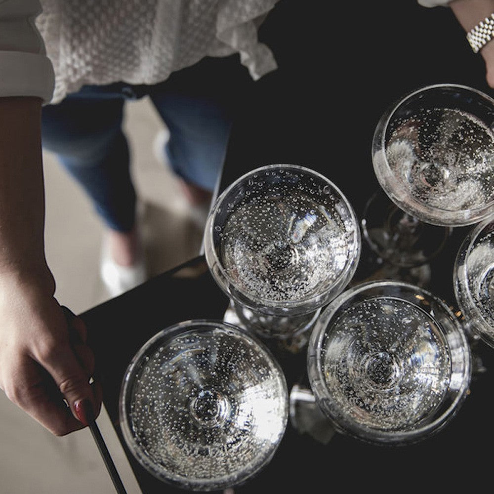 aelgmark champagne glasses with bubble design, clear glass, set of 6, 300ml capacity