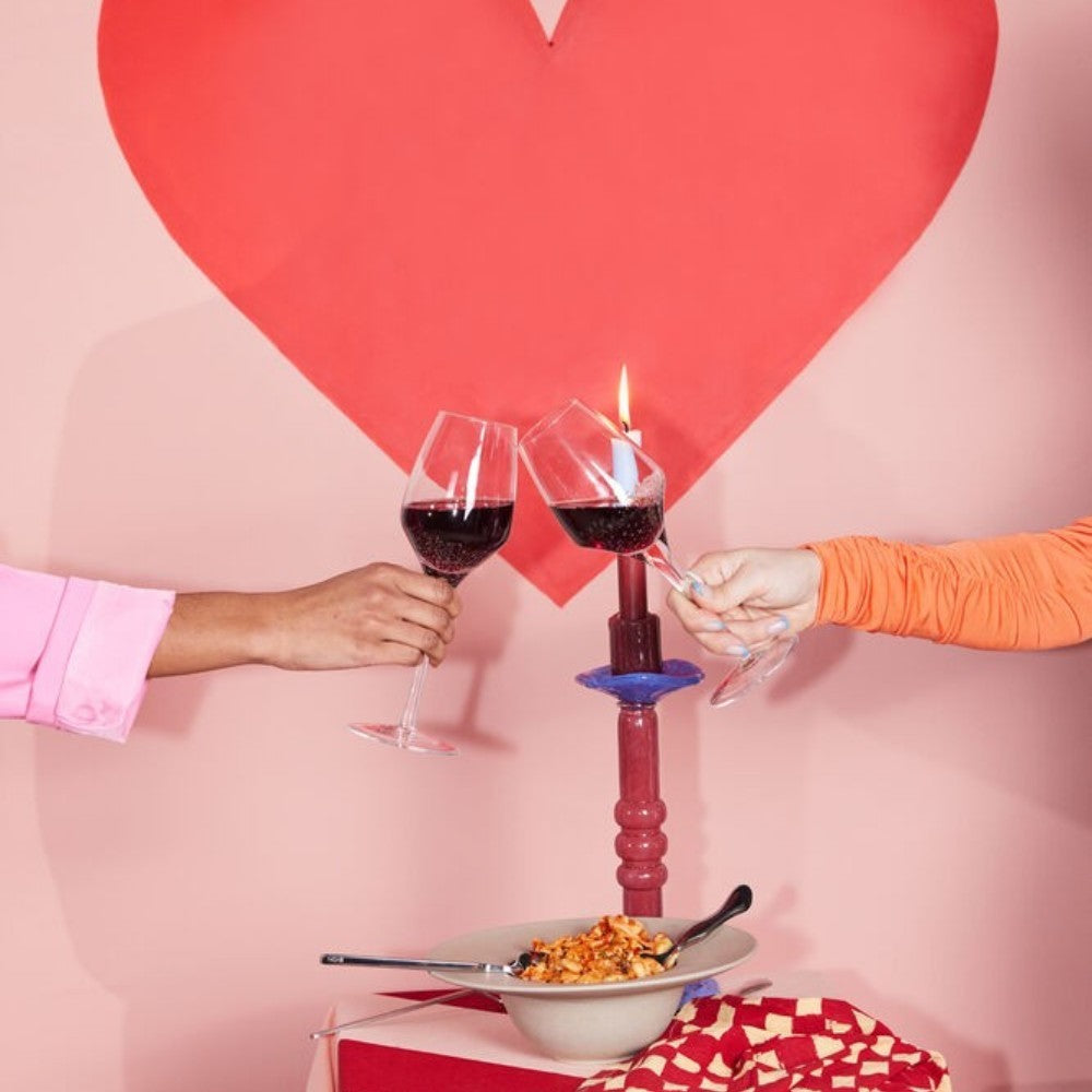 aelgmark BYON bubble wine glasses, 430ml, set of 6, clear glass with unique bubble design at base.