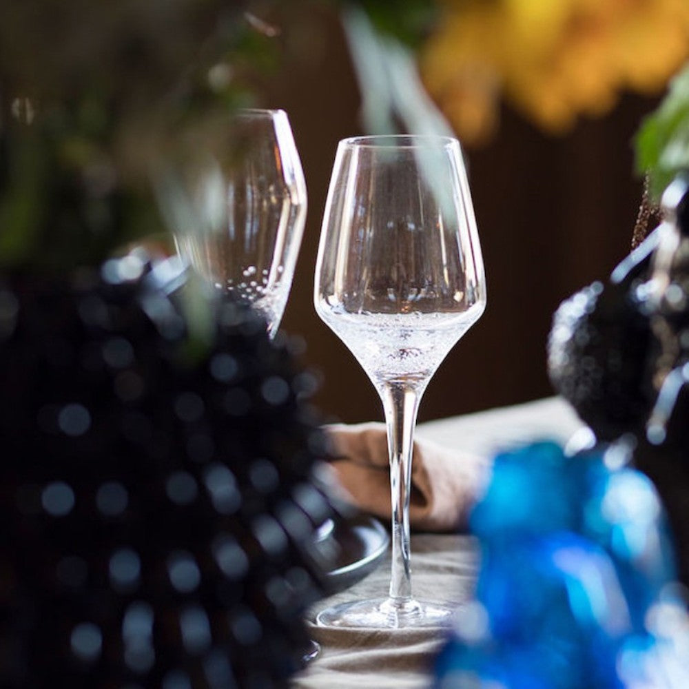 aelgmark BYON bubble wine glasses, clear glass, 430ml, set of 6, unique bubble design at base.