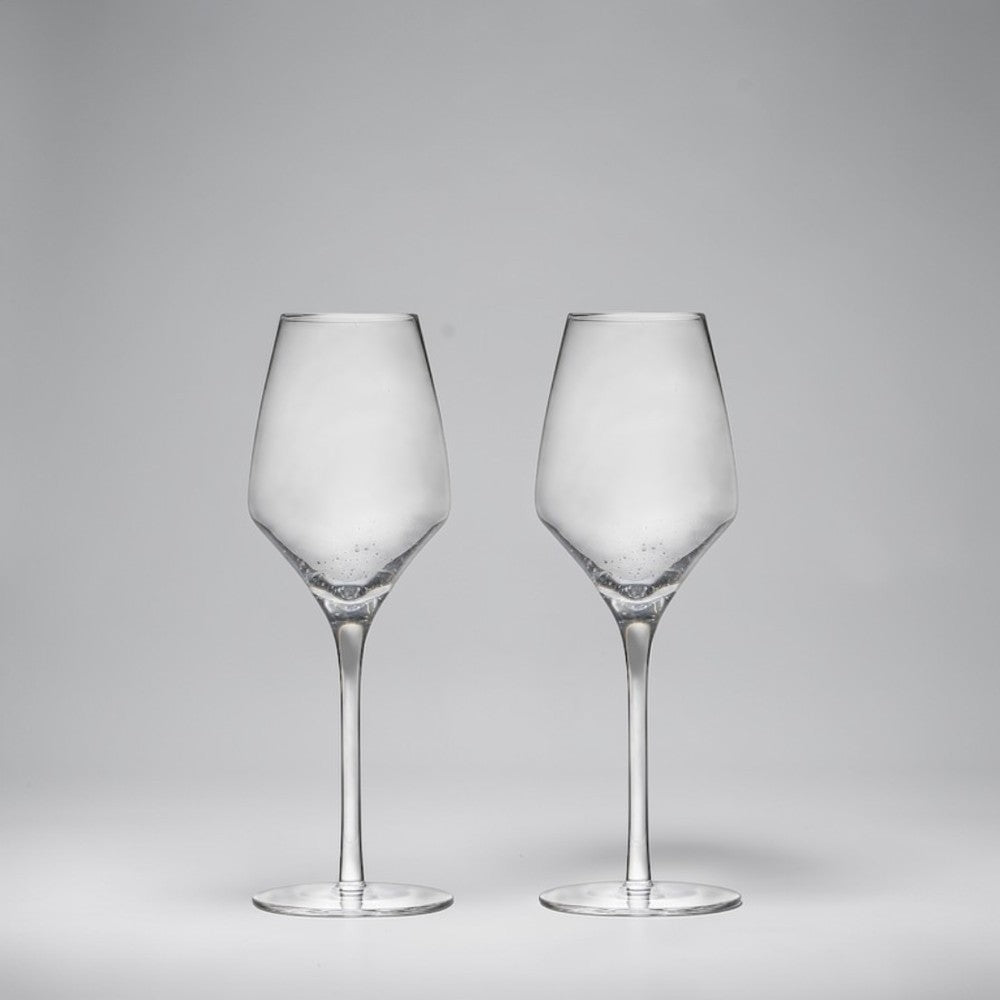 aelgmark BYON wine glass with bubble design at base, 430ml clear glass