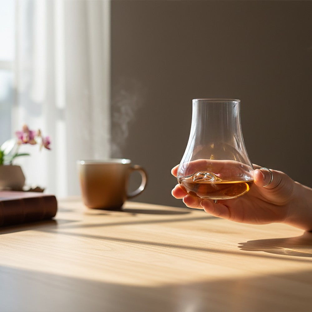 aelgmark 북유럽 생활선물 clear glass whisky tasting nosing glass with a bubble detail, 240ml.