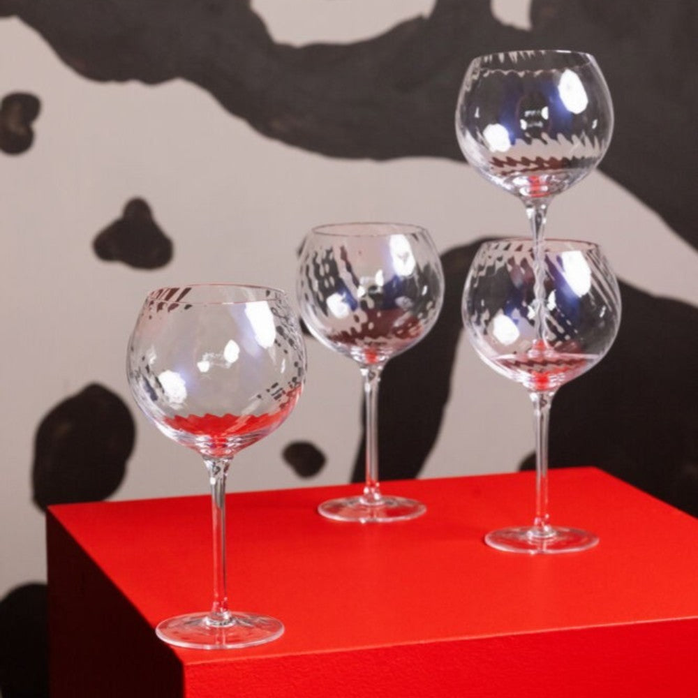 aelgmark 北歐生活選物 clear glass wine glasses with textured pattern, set of 6, 470ml capacity