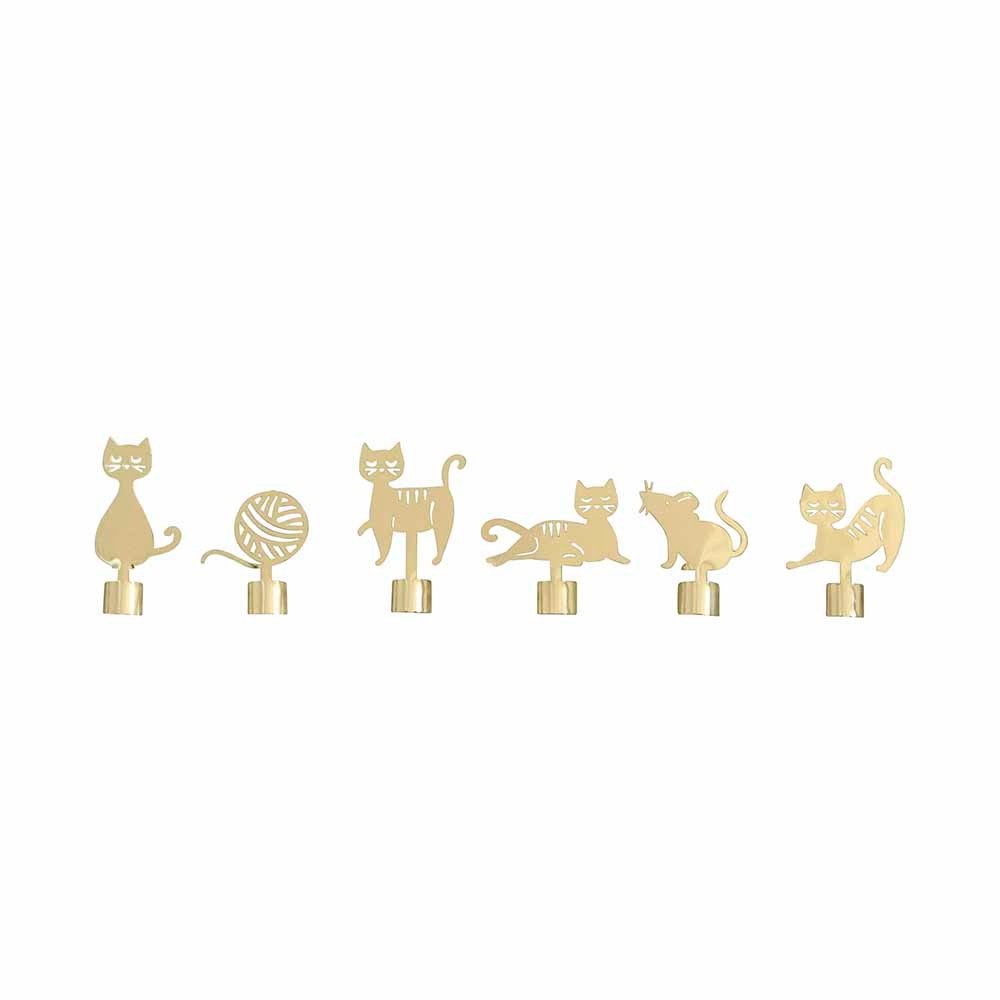 aelgmark gold metal cat and mouse wine glass charms set for parties. Includes 6 unique designs.