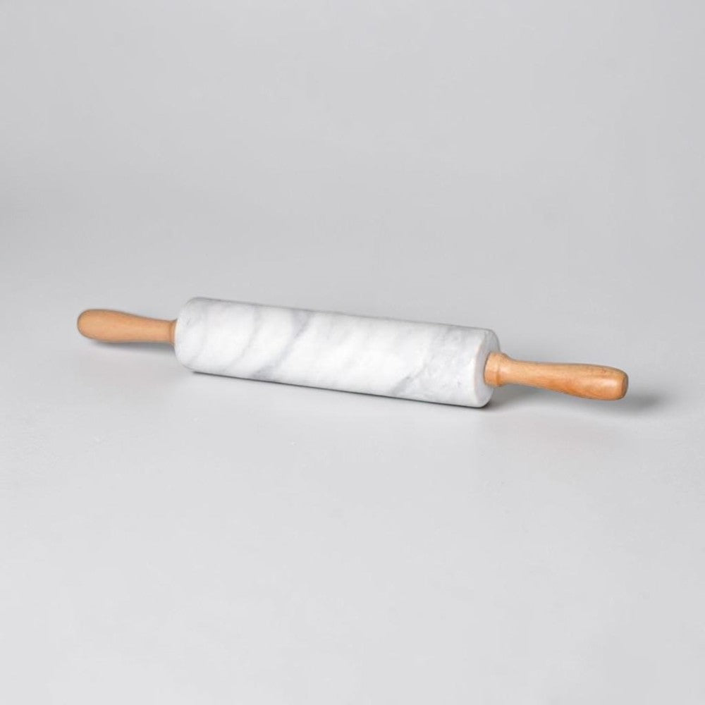 aelgmark marble rolling pin with wooden handles, cool surface for easy dough rolling.