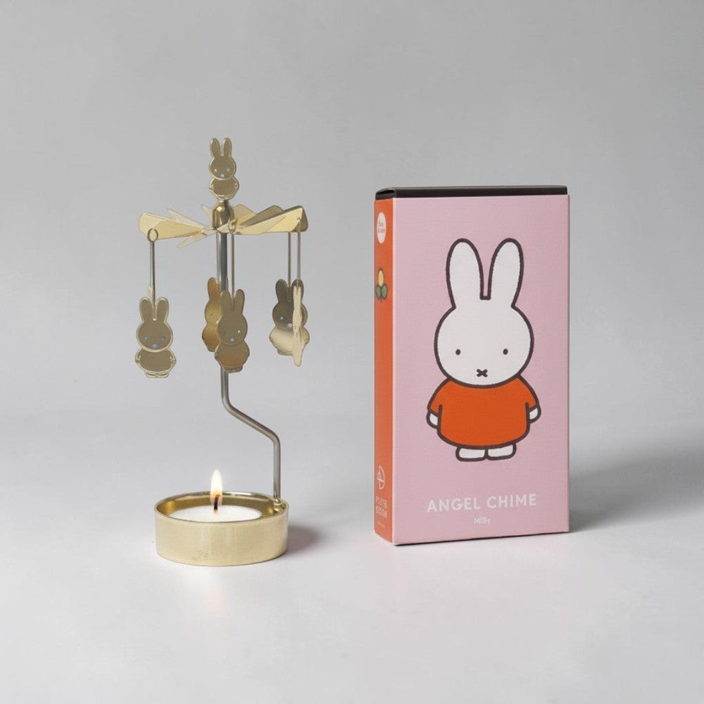 aelgmark Miffy gold spinning angel chime with candle and Miffy box