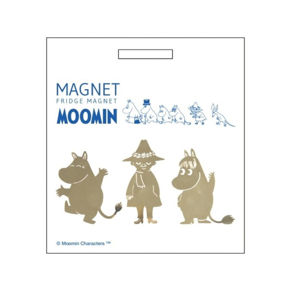 aelgmark Moomin characters gold metal fridge magnet set of 3, featuring Moomintroll, Snorkmaiden, and Little My.