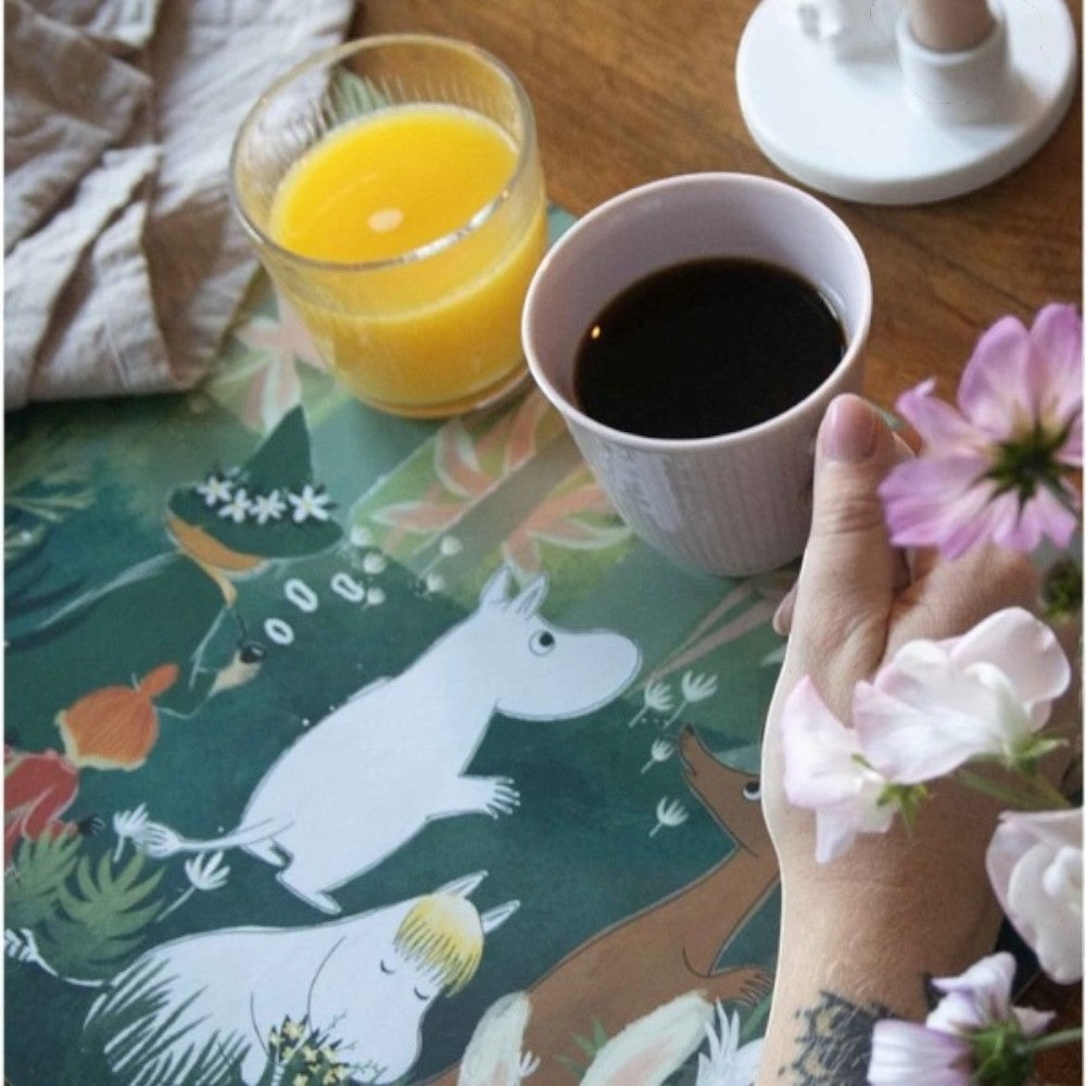 aelgmark Moomin illustration placemats, set of 2, green forest design, perfect for dining table.