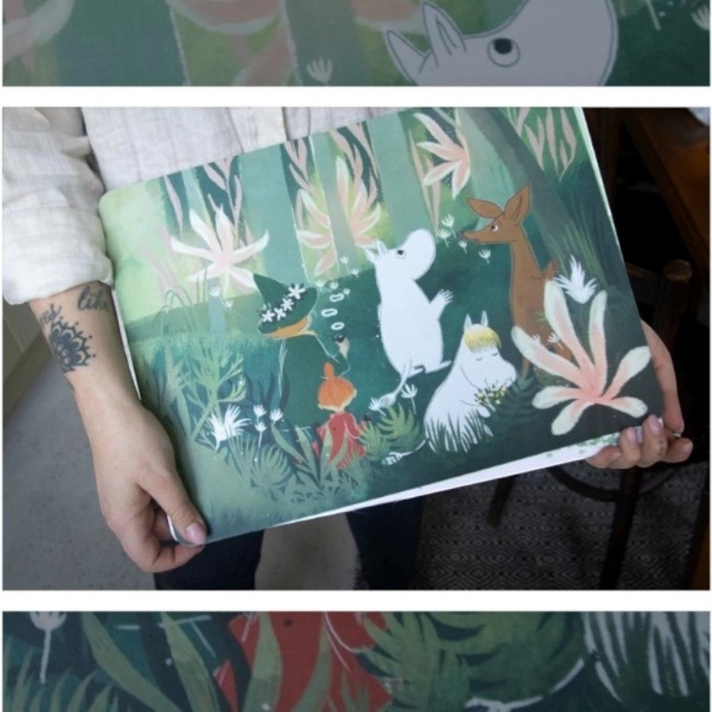 aelgmark Moomin illustration placemats set of 2, featuring Moomintroll characters in a forest scene.