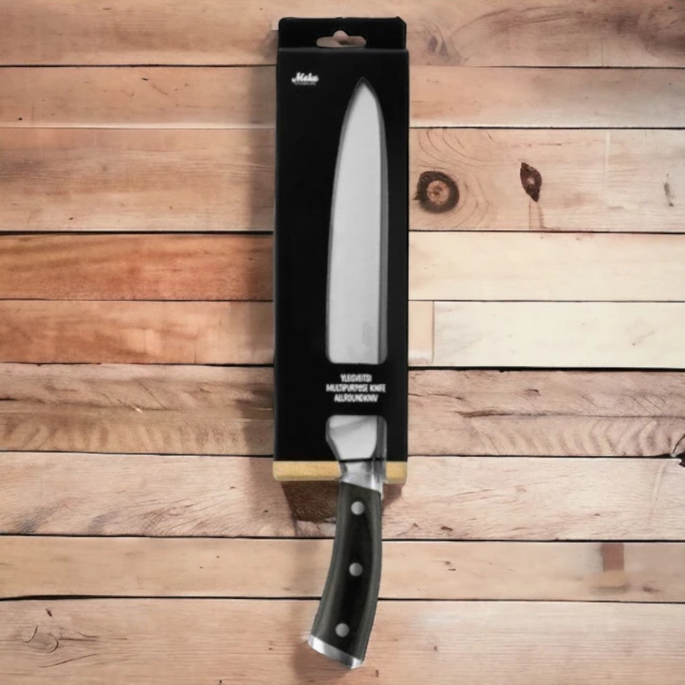 Aelgmark multipurpose kitchen knife with a pakkawood handle. German vanadium steel blade, HRC 56 +/-2 hardness.