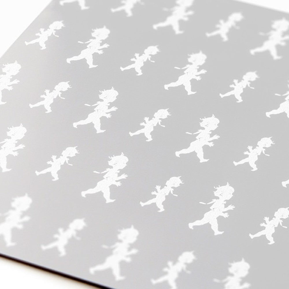 aelgmark grey placemat set with white running boy pattern. Set of 2.