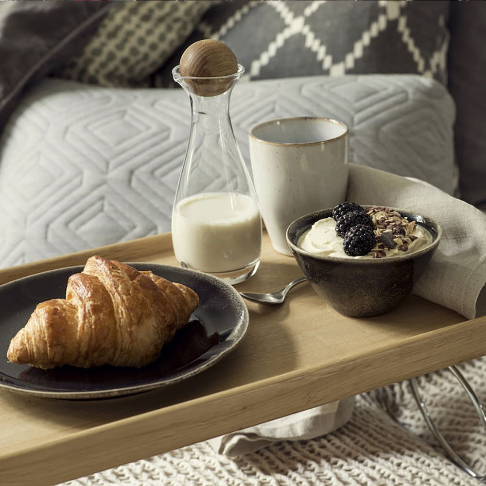 aelgmark stoneware dinner plate set with linen green glaze, 22cm, perfect for breakfast or dessert.